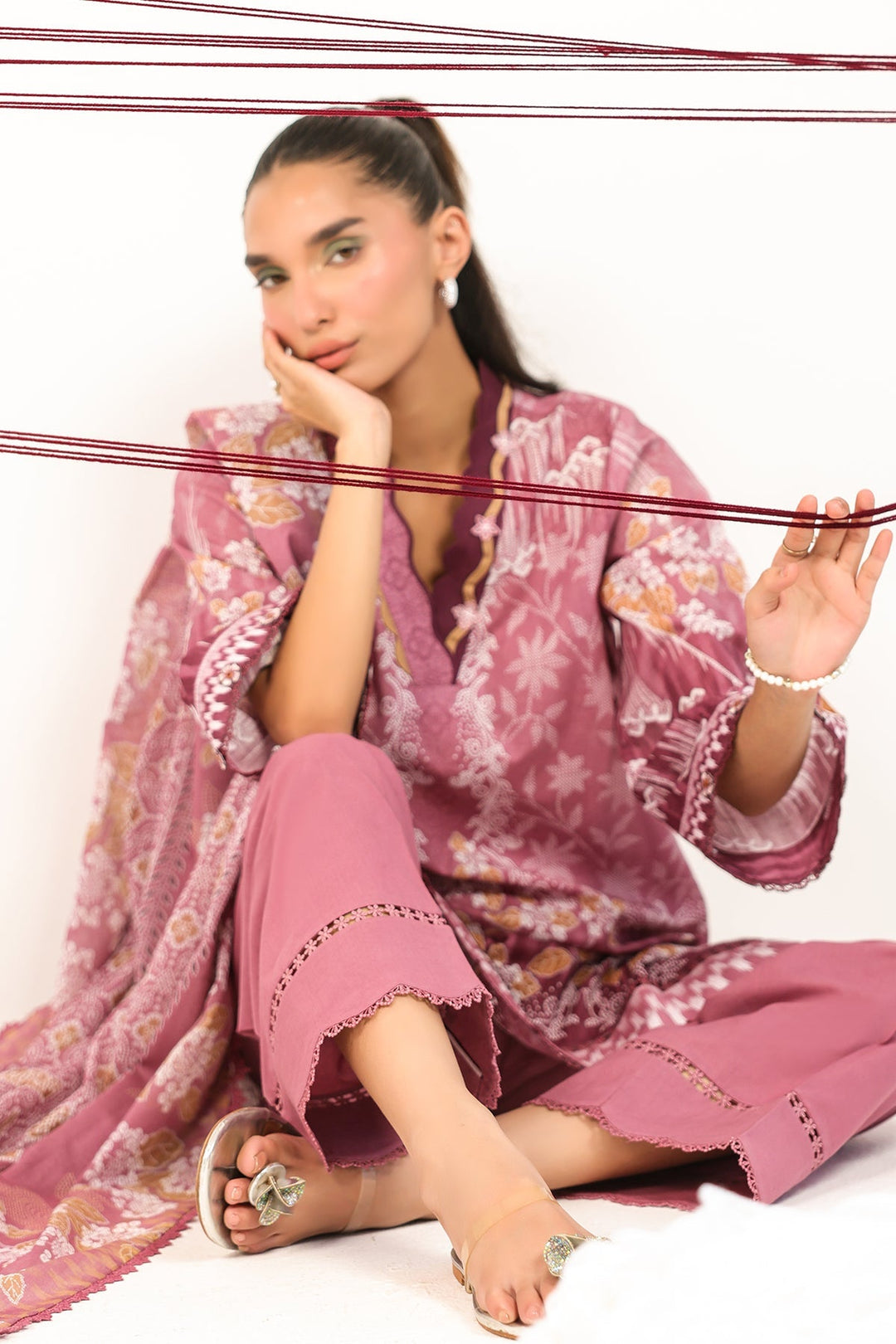 Rhea by Sahar Unstitched Lawn 3 Piece Suit Rose Filigree - Casual Collection