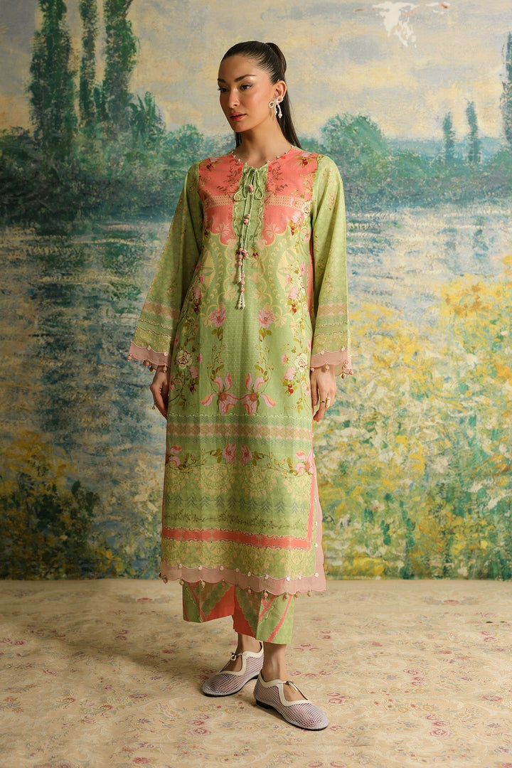 Rhea by Sahar Unstitched Lawn 2 Piece Suit Olive Blush - Casual Collection