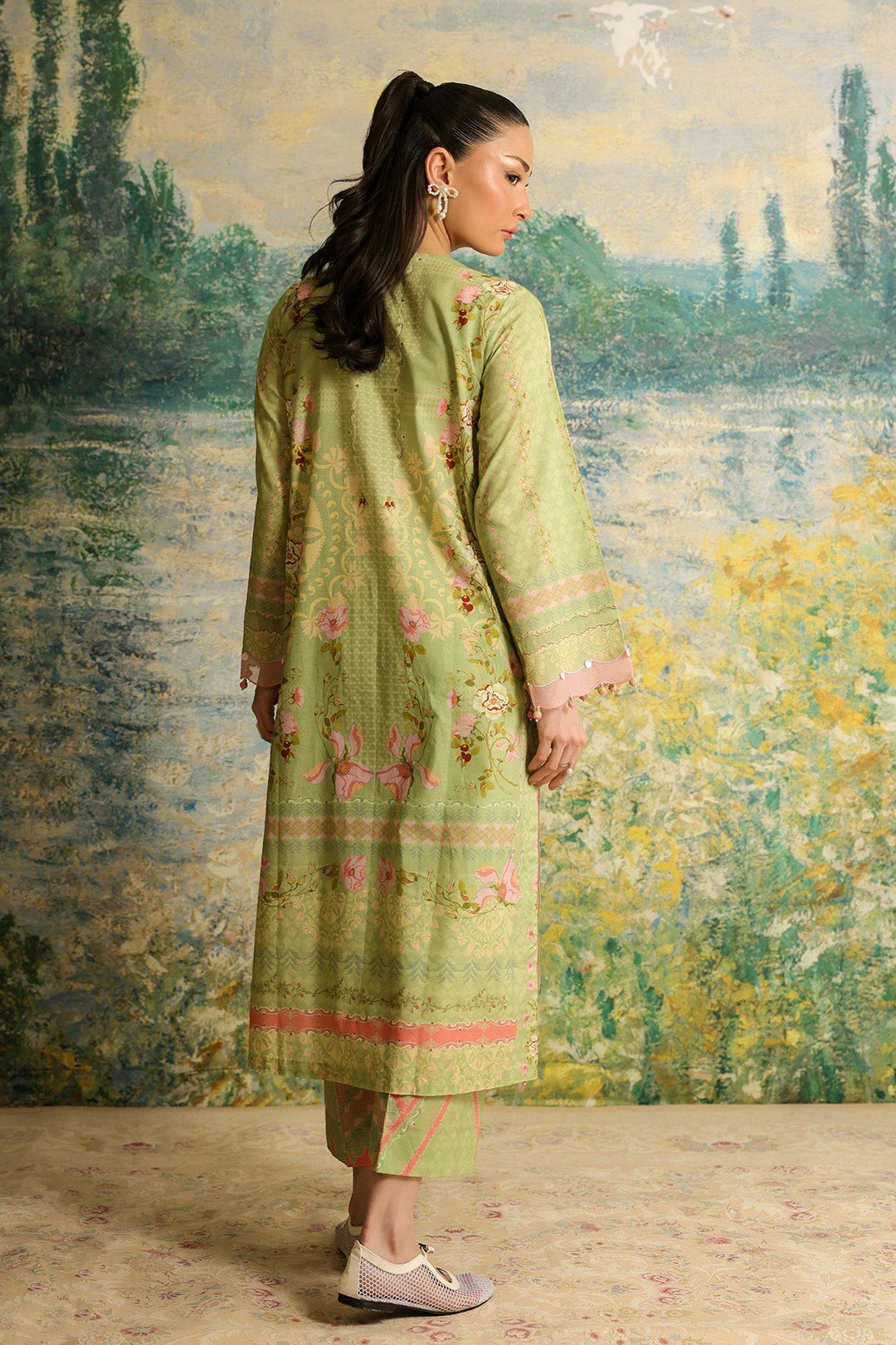 Rhea by Sahar Unstitched Lawn 2 Piece Suit Olive Blush - Casual Collection