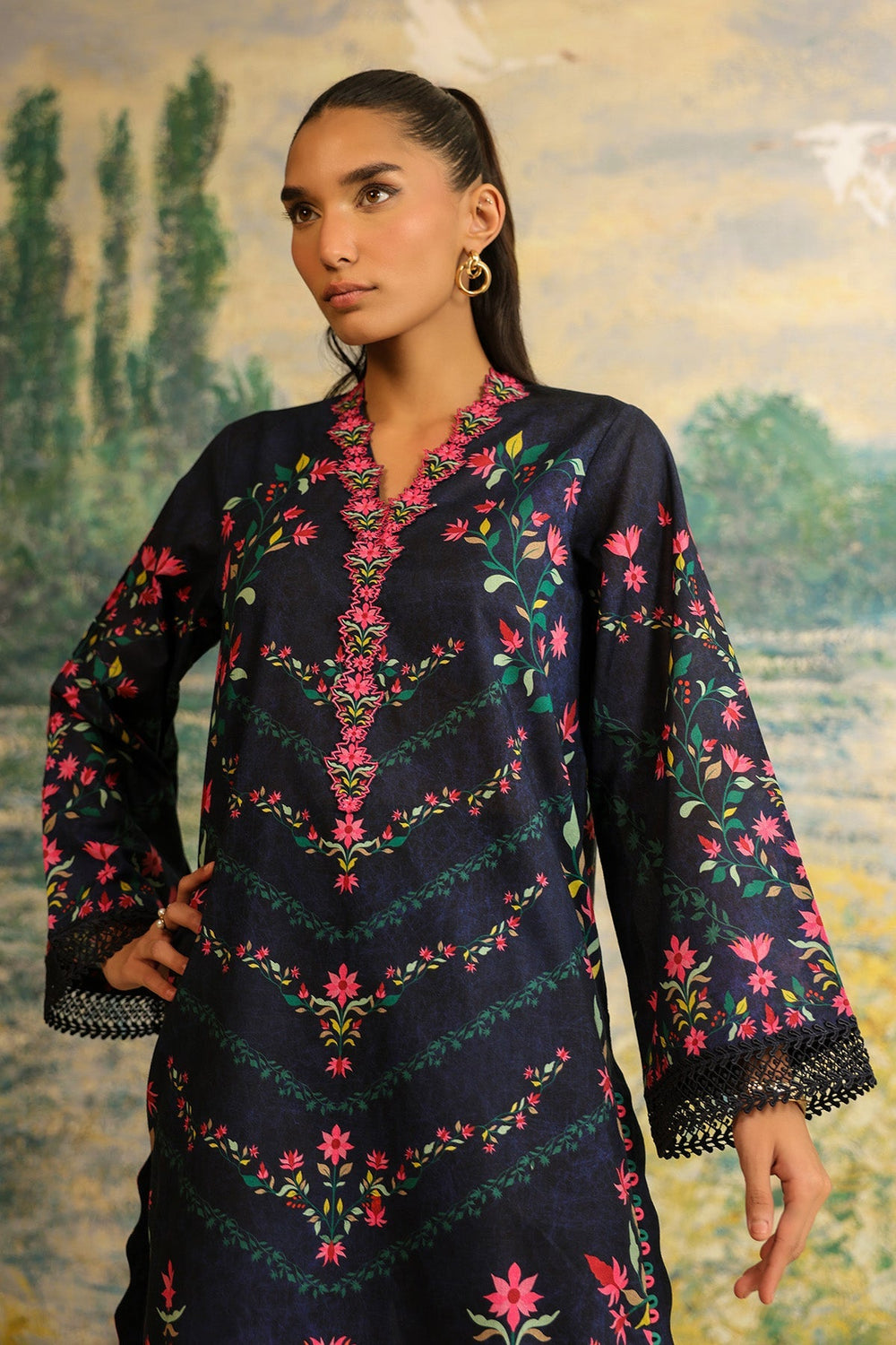 Rhea by Sahar Unstitched Lawn 2 Piece Suit Midnight Garden - Casual Collection