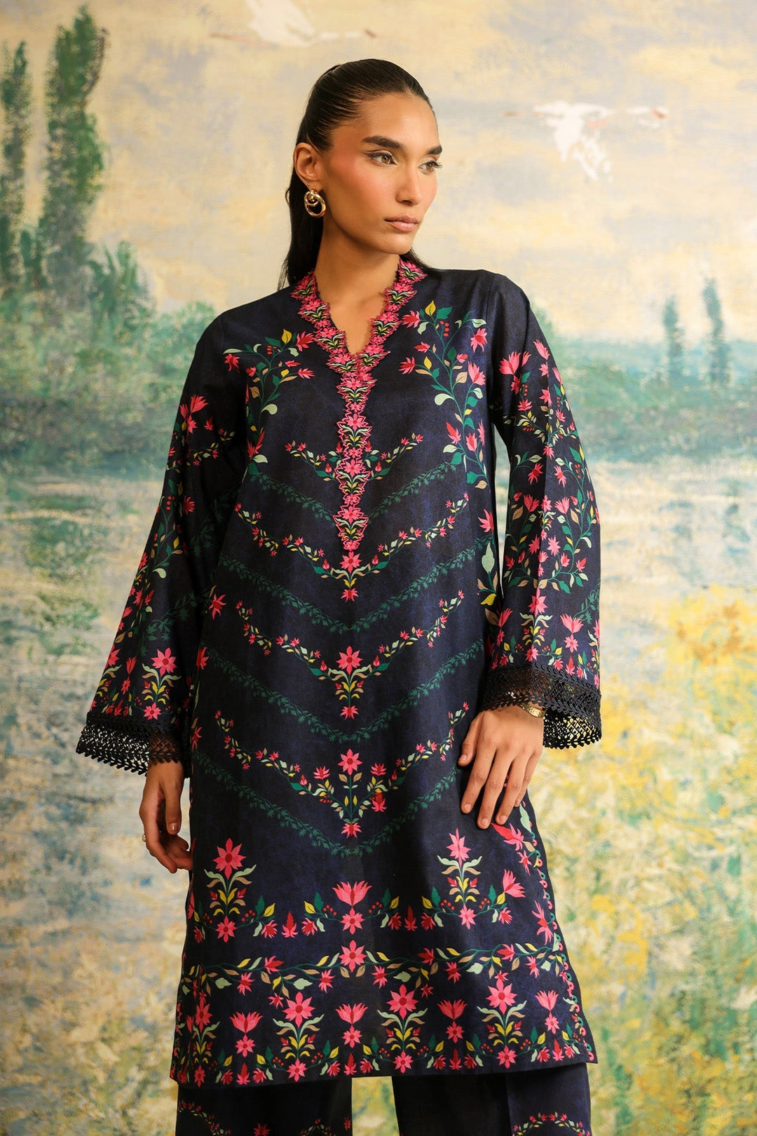 Rhea by Sahar Unstitched Lawn 2 Piece Suit Midnight Garden - Casual Collection