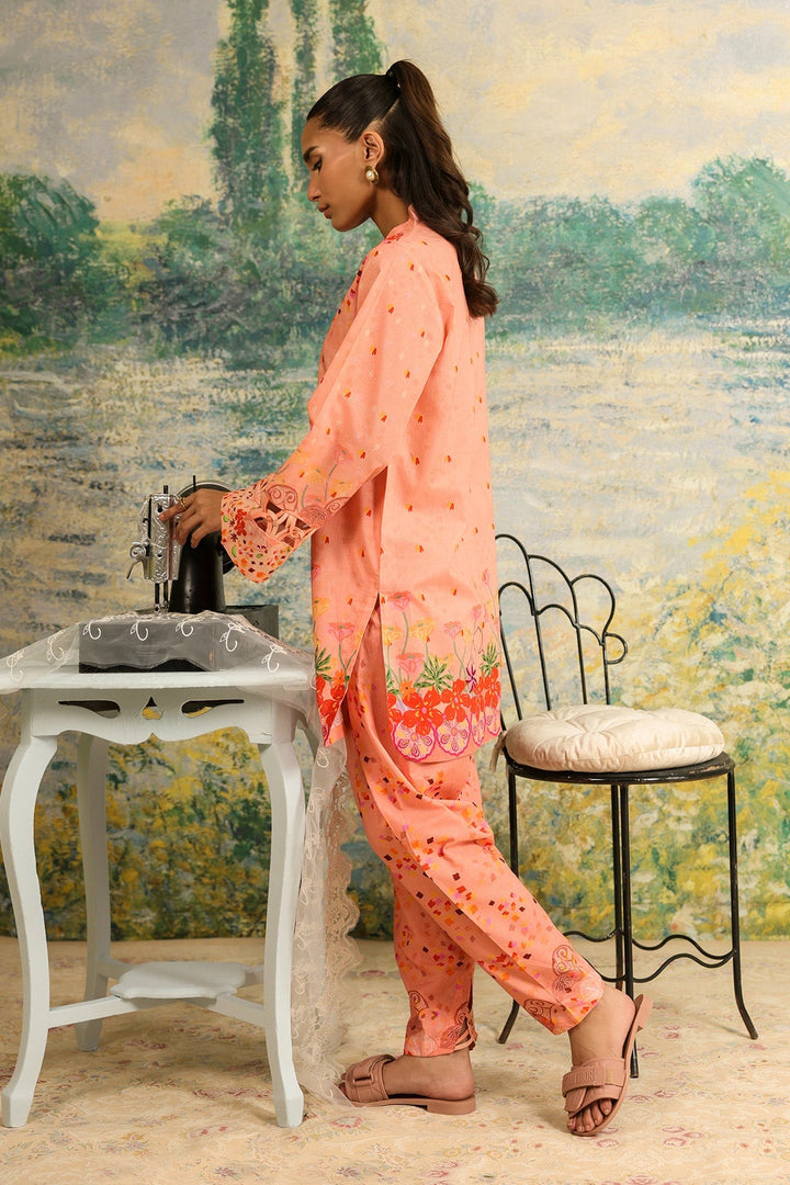 Rhea by Sahar Unstitched Lawn 2 Piece Suit Coral Dusk - Casual Collection