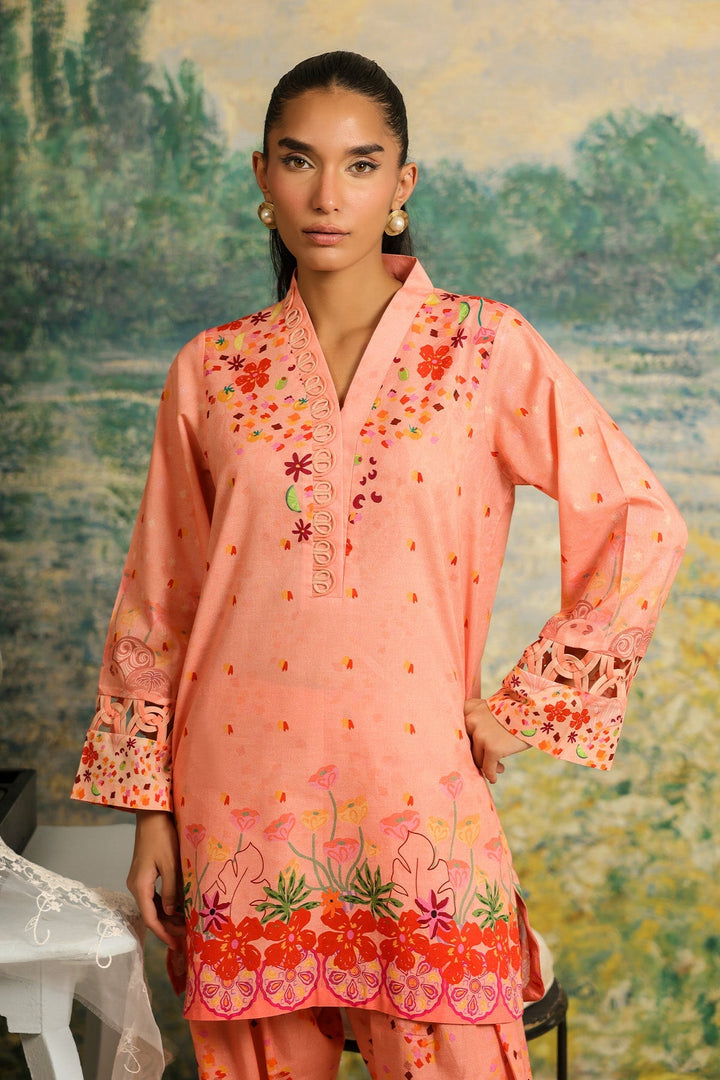 Rhea by Sahar Unstitched Lawn 2 Piece Suit Coral Dusk - Casual Collection