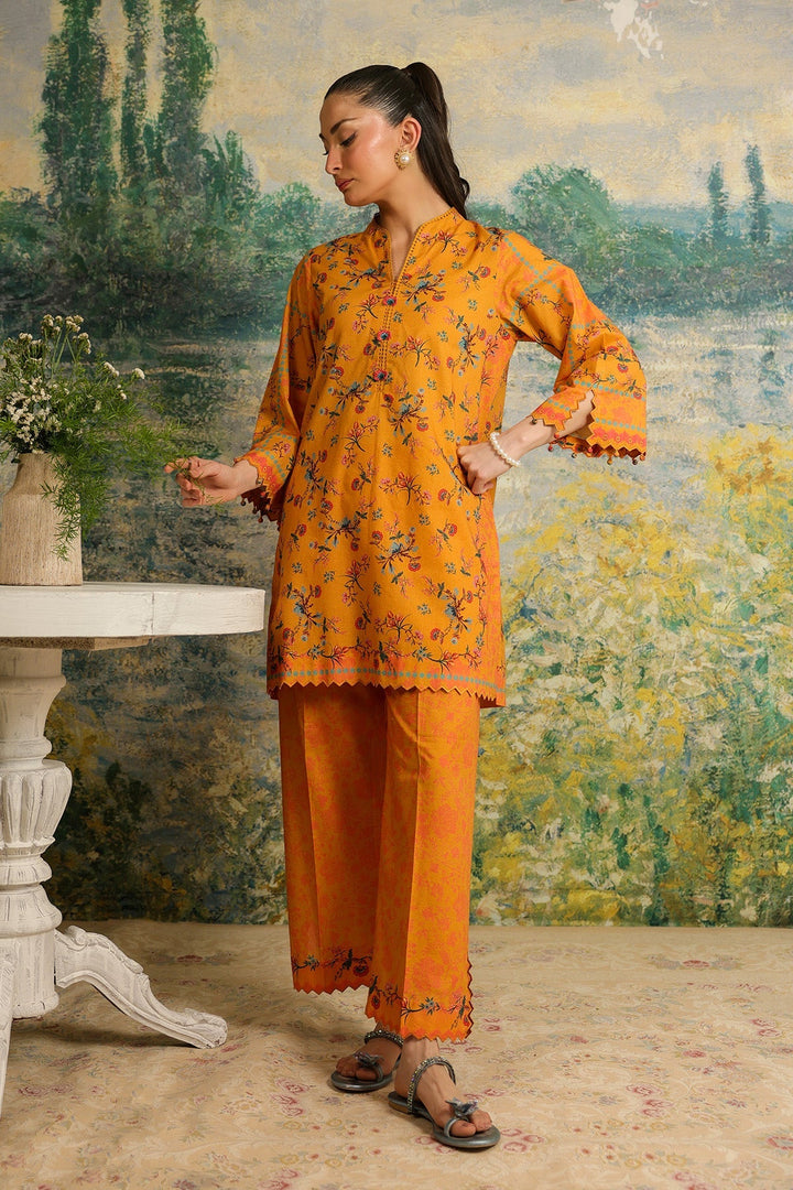 Rhea by Sahar Unstitched Lawn 2 Piece Suit Saffron Bloom - Casual Collection