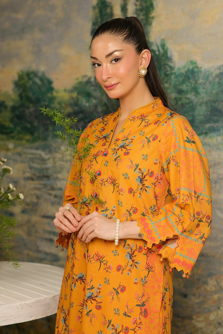 Rhea by Sahar Unstitched Lawn 2 Piece Suit Saffron Bloom - Casual Collection