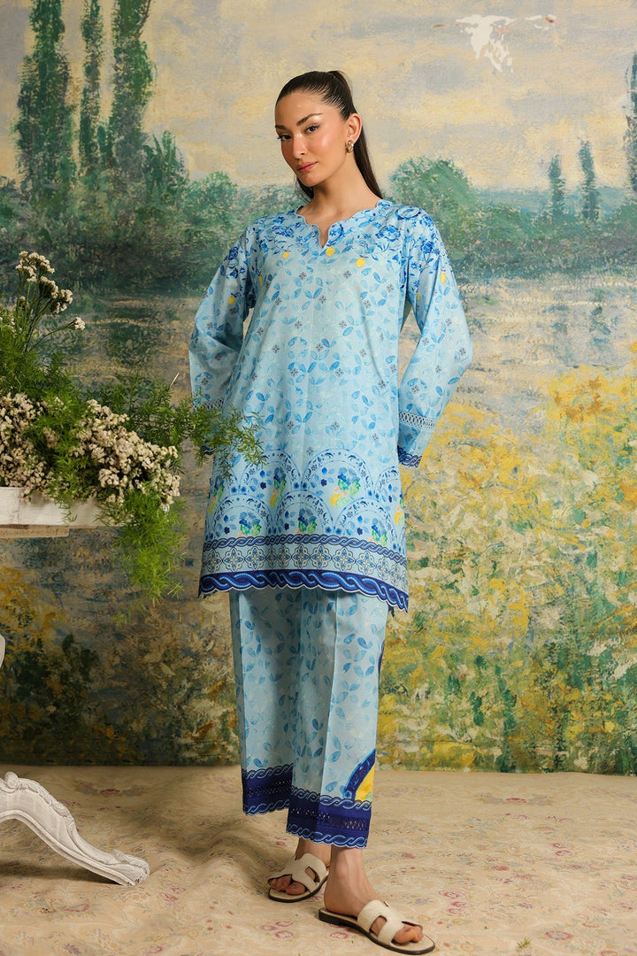 Rhea by Sahar Unstitched Lawn 2 Piece Suit Blue Mosaic - Casual Collection