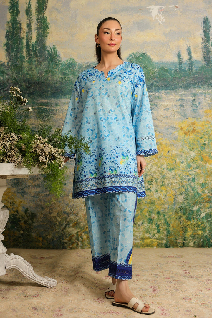 Rhea by Sahar Unstitched Lawn 2 Piece Suit Blue Mosaic - Casual Collection