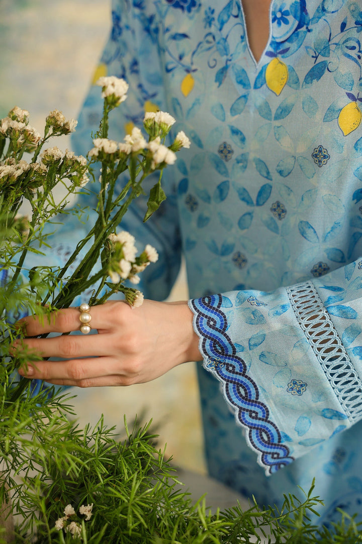 Rhea by Sahar Unstitched Lawn 2 Piece Suit Blue Mosaic - Casual Collection