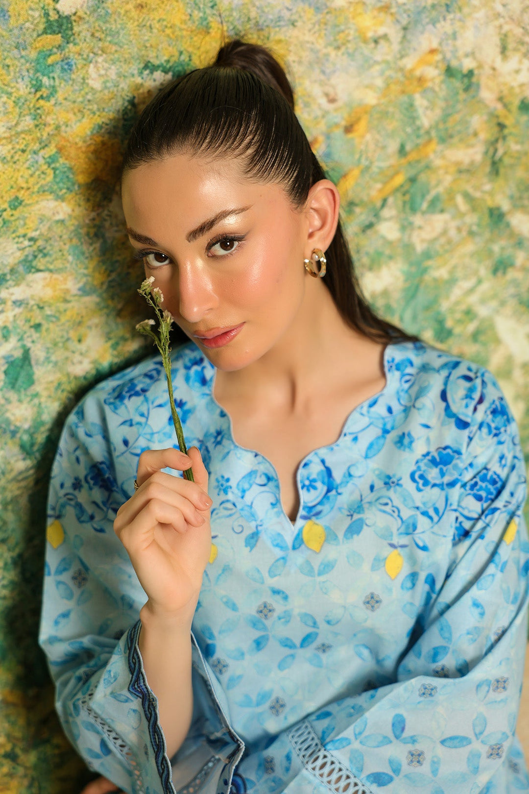 Rhea by Sahar Unstitched Lawn 2 Piece Suit Blue Mosaic - Casual Collection