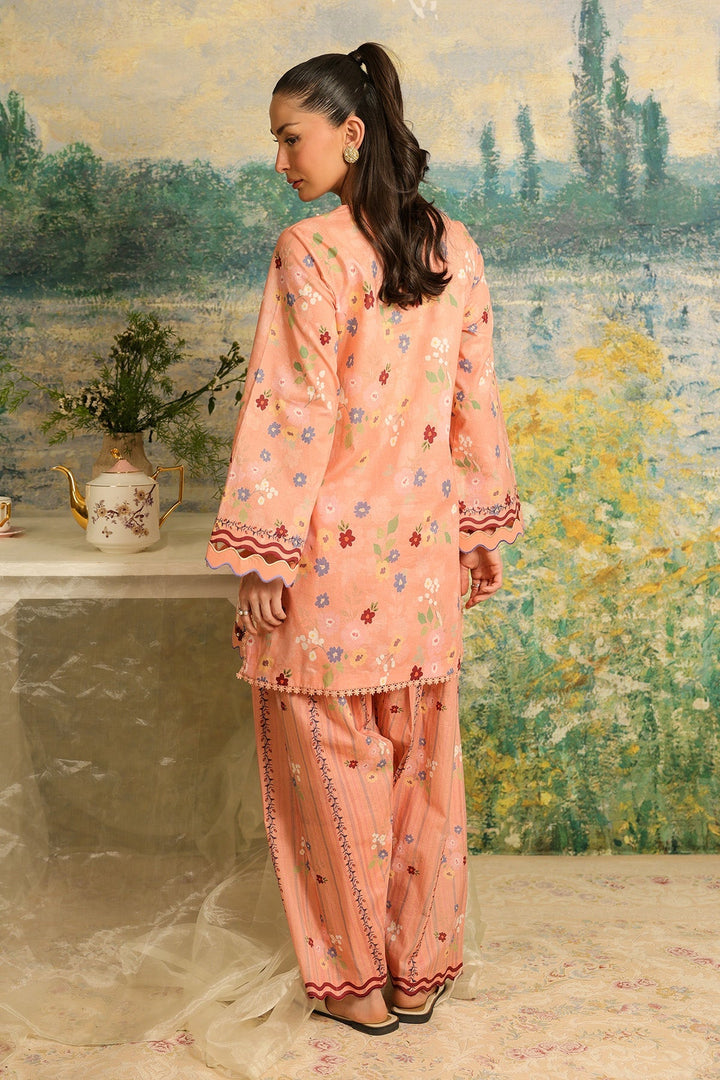 Rhea by Sahar Unstitched Lawn 2 Piece Suit Peach Meadow - Casual Collection