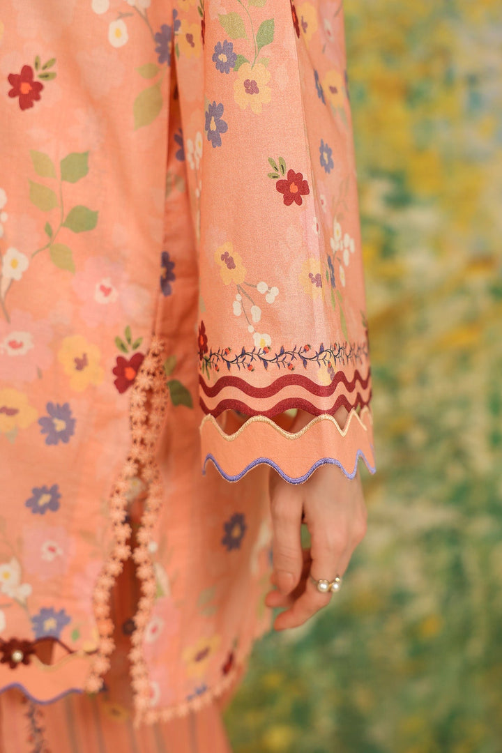 Rhea by Sahar Unstitched Lawn 2 Piece Suit Peach Meadow - Casual Collection