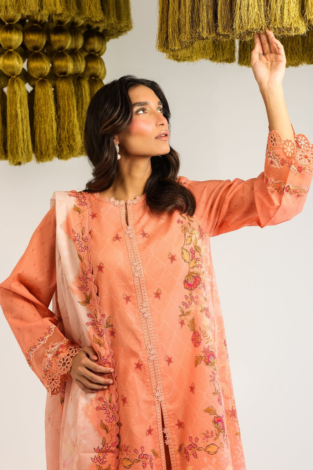 Rhea by Sahar Unstitched Lawn 3 Piece Suit Apricot Whisper - Casual Collection