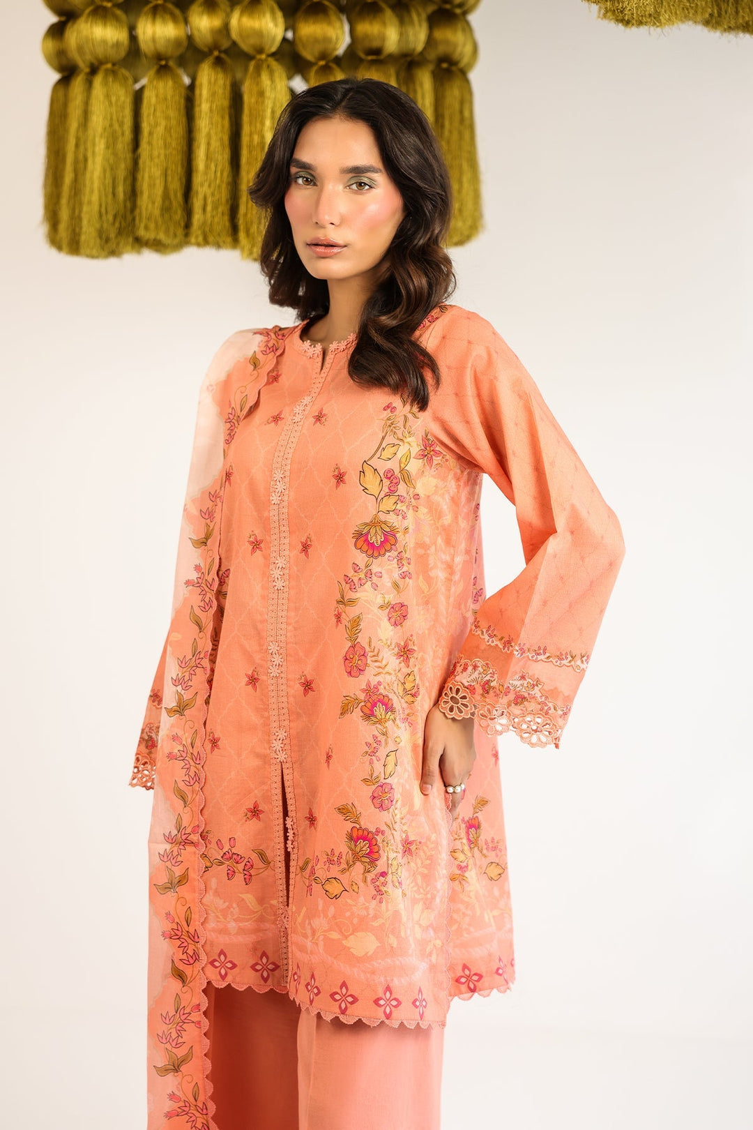 Rhea by Sahar Unstitched Lawn 3 Piece Suit Apricot Whisper - Casual Collection