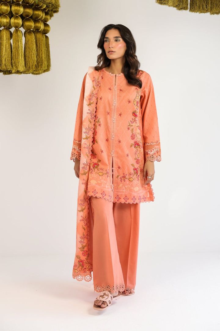 Rhea by Sahar Unstitched Lawn 3 Piece Suit Apricot Whisper - Casual Collection