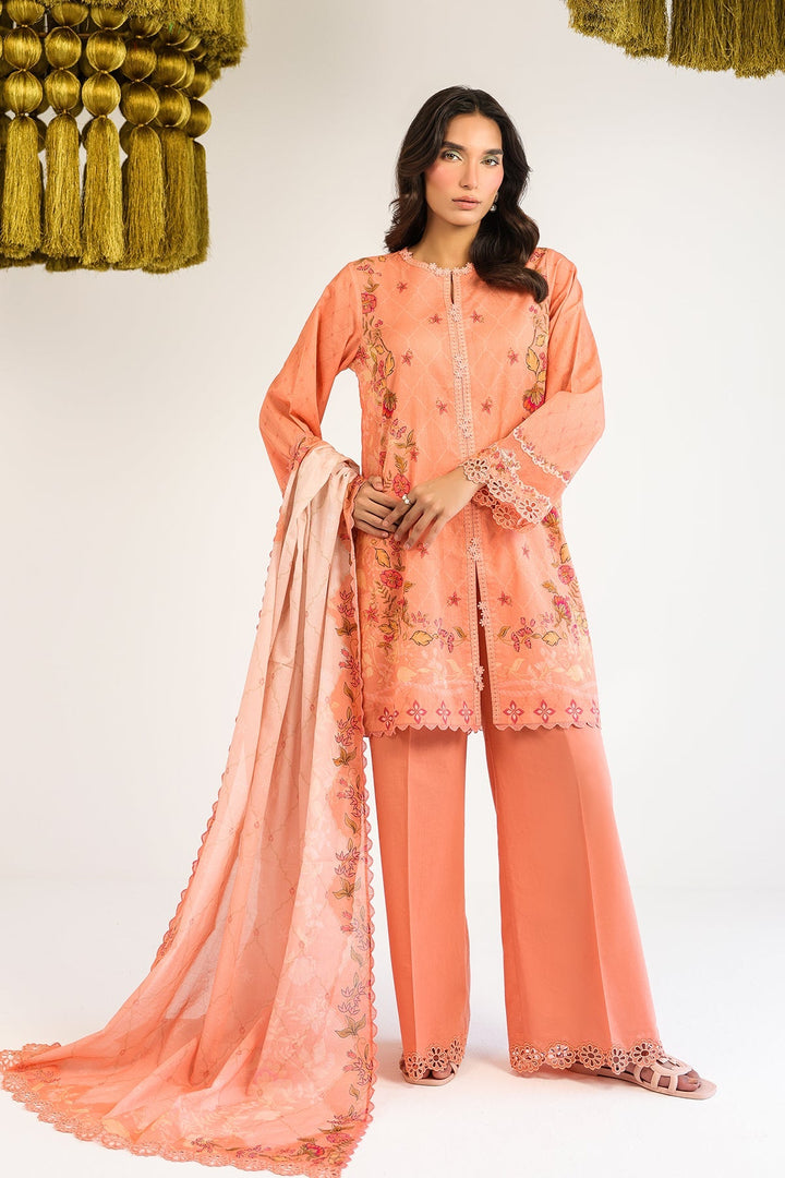 Rhea by Sahar Unstitched Lawn 3 Piece Suit Apricot Whisper - Casual Collection