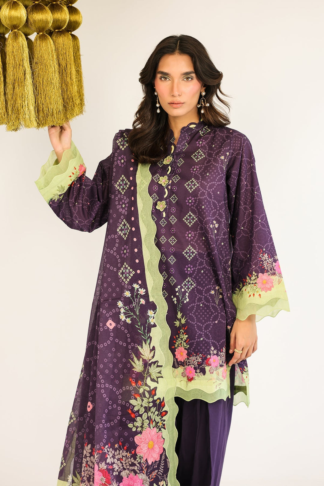 Rhea by Sahar Unstitched Lawn 3 Piece Suit Velvet Ember - Casual Collection