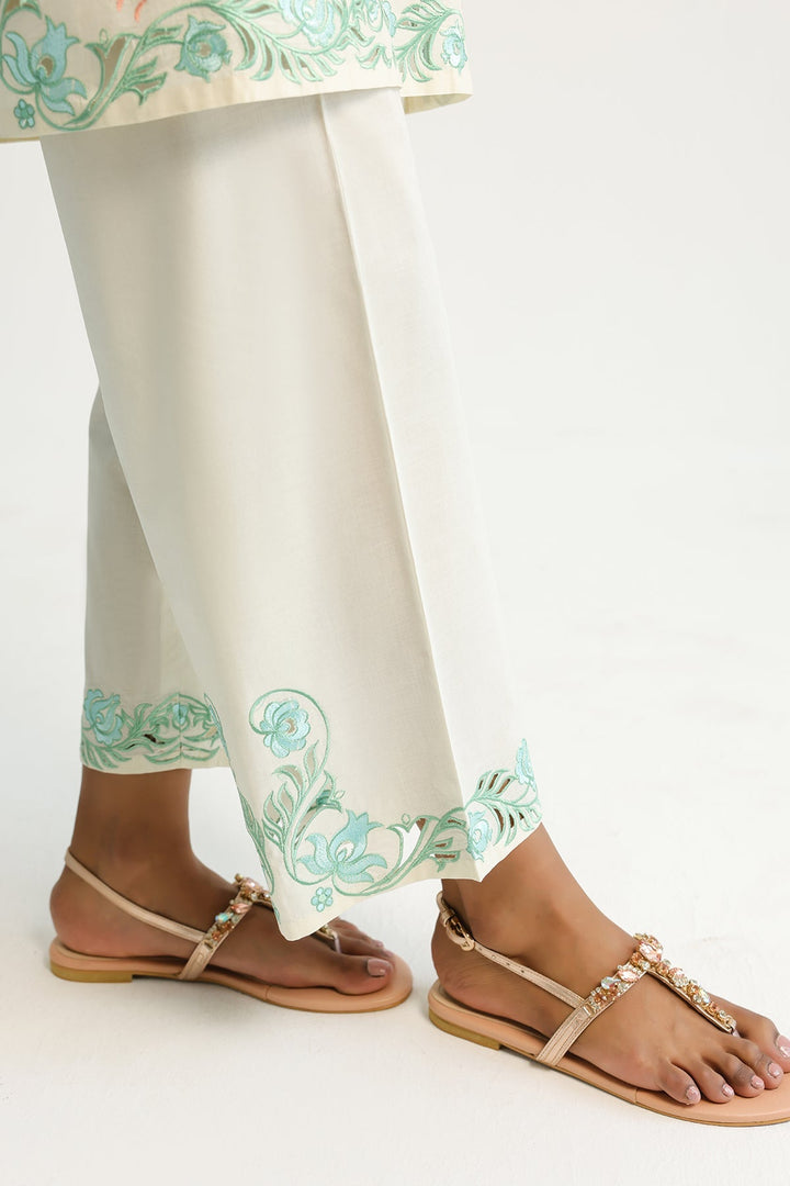 Pret Essentials by Sahar Womens RTW Embroidered Cambric 2 Piece Suit Opaline Flora - Casual Collection