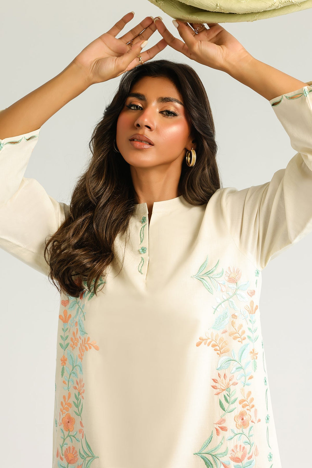 Pret Essentials by Sahar Womens RTW Embroidered Cambric 2 Piece Suit Opaline Flora - Casual Collection