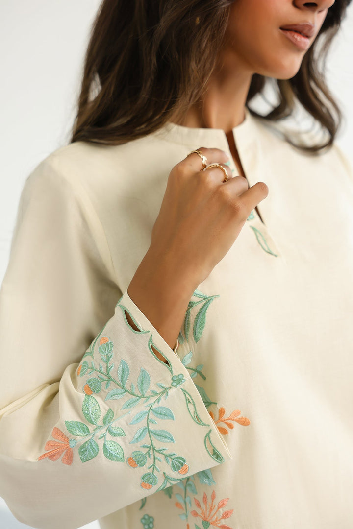 Pret Essentials by Sahar Womens RTW Embroidered Cambric 2 Piece Suit Opaline Flora - Casual Collection