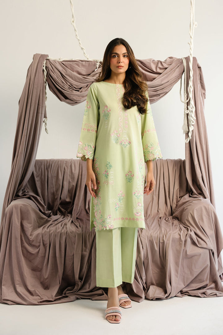 Pret Essentials by Sahar Womens RTW Embroidered Cambric 2 Piece Suit Willow meadow - Casual Collection
