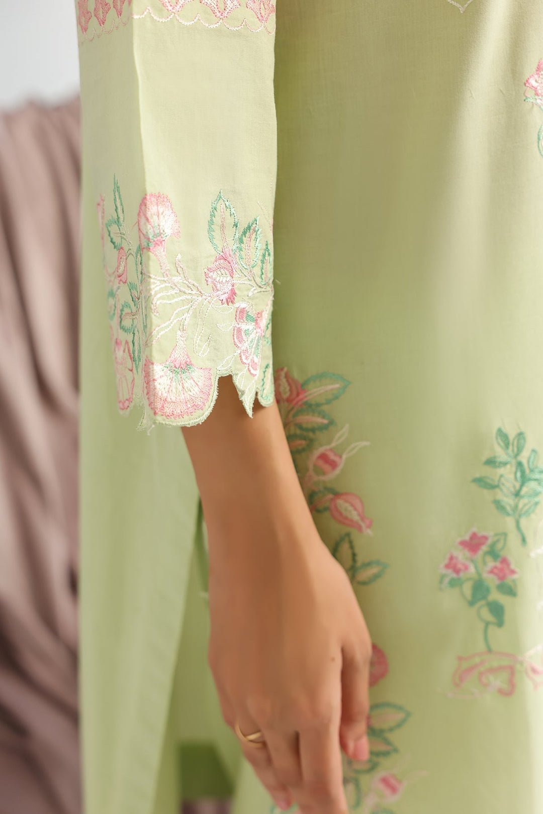 Pret Essentials by Sahar Womens RTW Embroidered Cambric 2 Piece Suit Willow meadow - Casual Collection