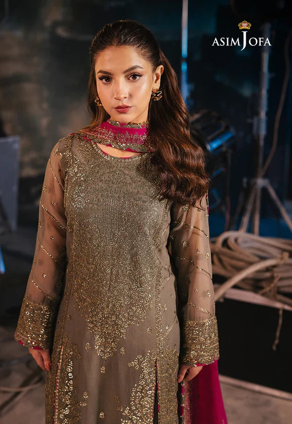 Asim Jofa Embroidered Chiffon Suits Unstitched 3 Piece AJ25LF AJLF-06 - Festive Collection