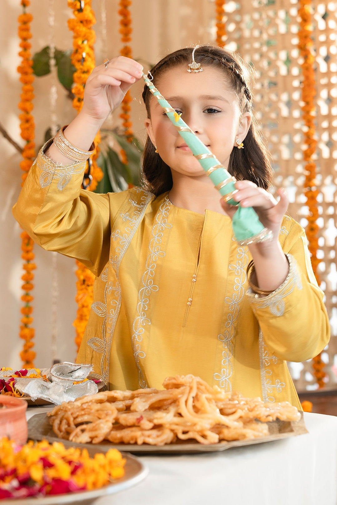 Noore Eid by Panache Girls RTW Embroidered Silk 2 Piece Suit Hoor - Eid Collection