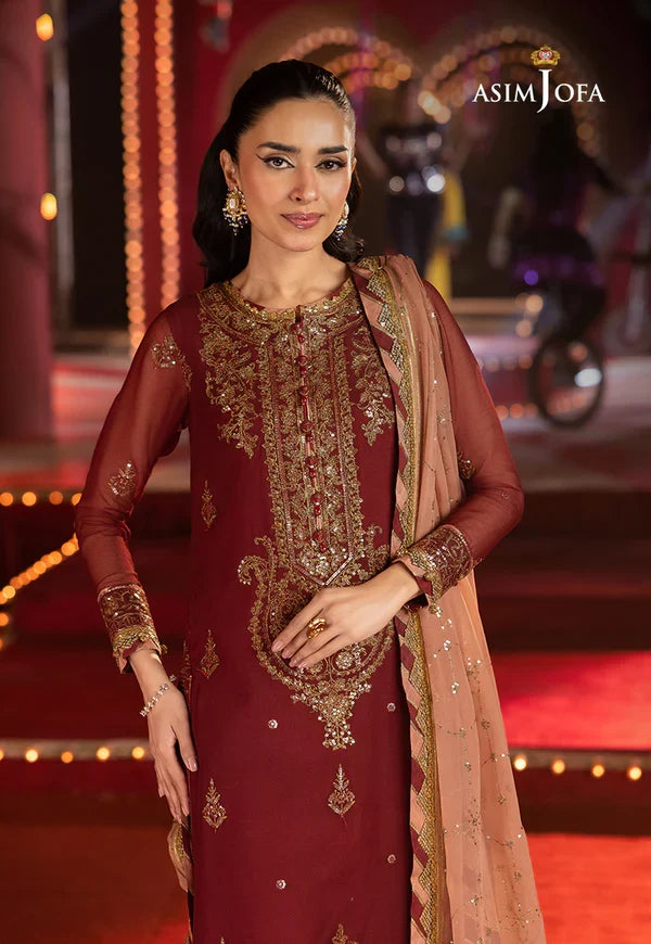 Asim Jofa Embroidered Chiffon Suits Unstitched 3 Piece AJ25LF AJLF-05 - Festive Collection