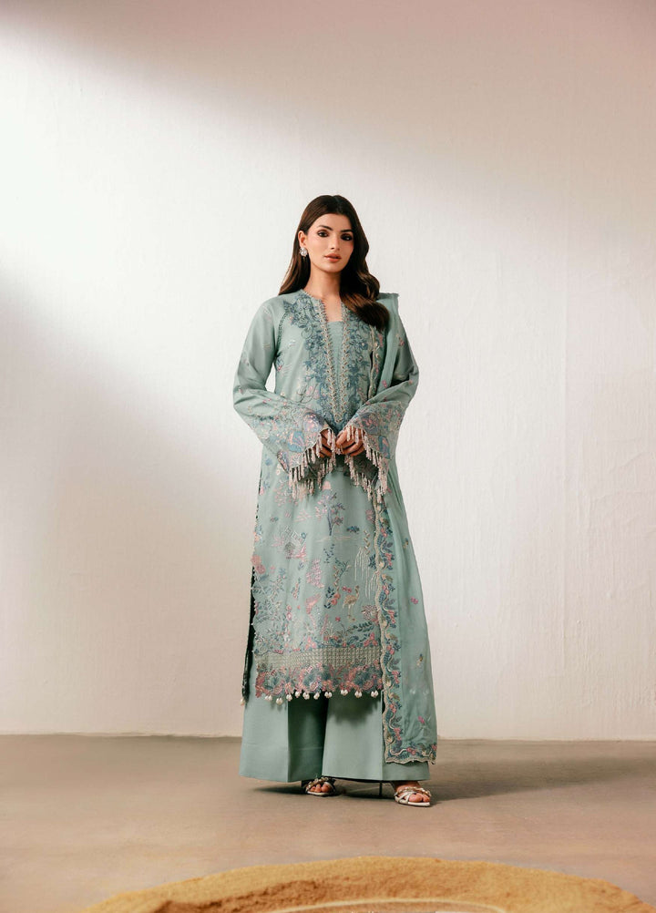 Luxe Silk by Florent Unstitched Embroidered Raw Silk 3 Piece Suit FL26ULS Emeraude - Festive Collection