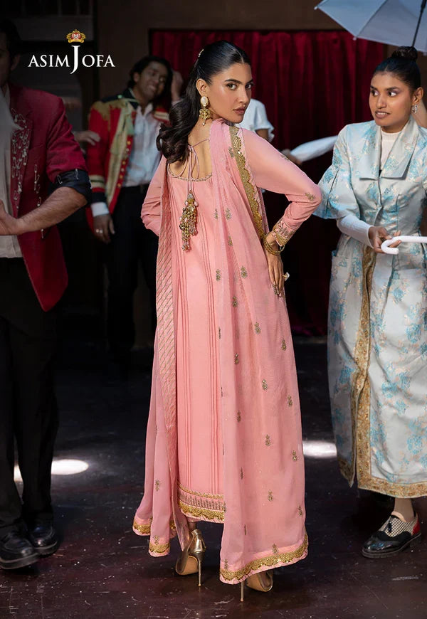 Asim Jofa Embroidered Chiffon Suits Unstitched 3 Piece AJ25LF AJLF-08 - Festive Collection