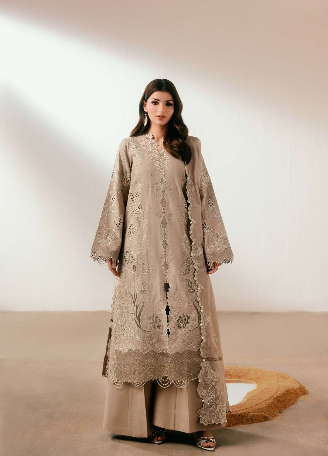 Luxe Silk by Florent Unstitched Embroidered Raw Silk 3 Piece Suit FL26ULS Opaline - Festive Collection