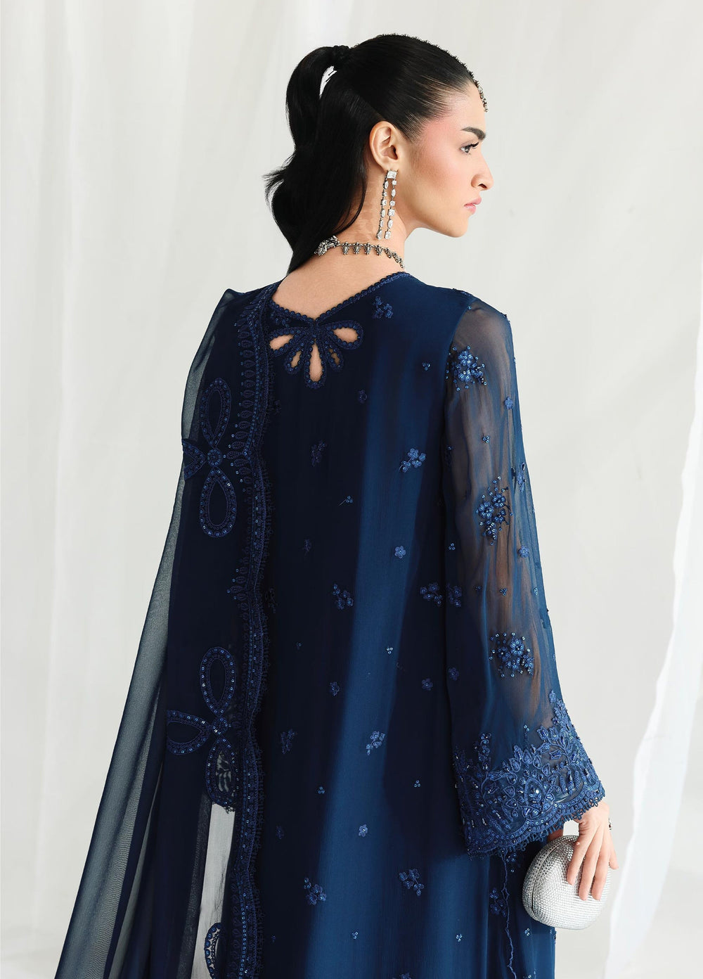 Qalamkar Unstitched Embroidered Chiffon 3 Piece Suit QLK26UCF Shireen QCC-02 - Festive Collection