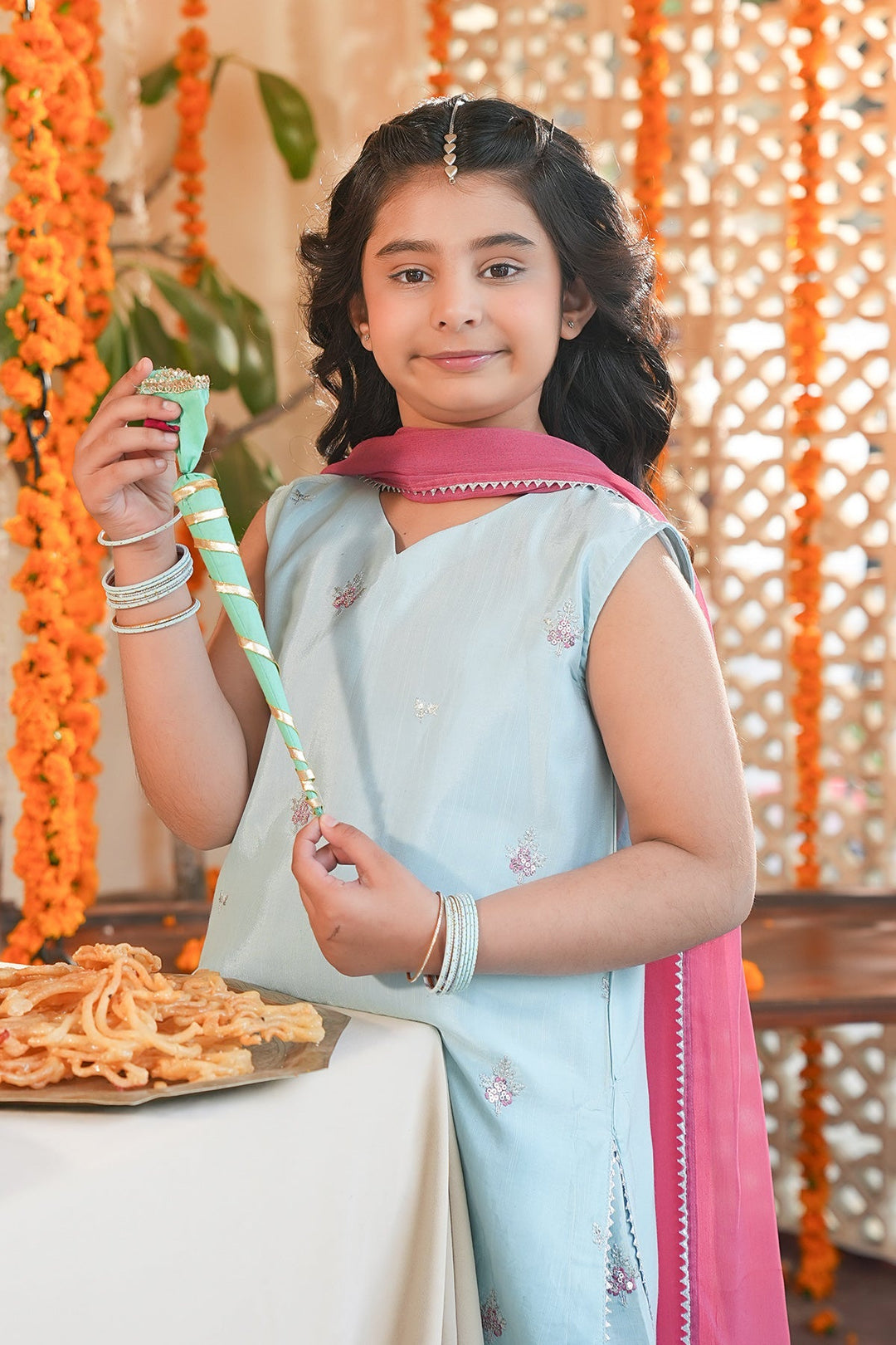 Noore Eid by Panache Girls RTW Embroidered Silk 3 Piece Suit Haya - Eid Collection