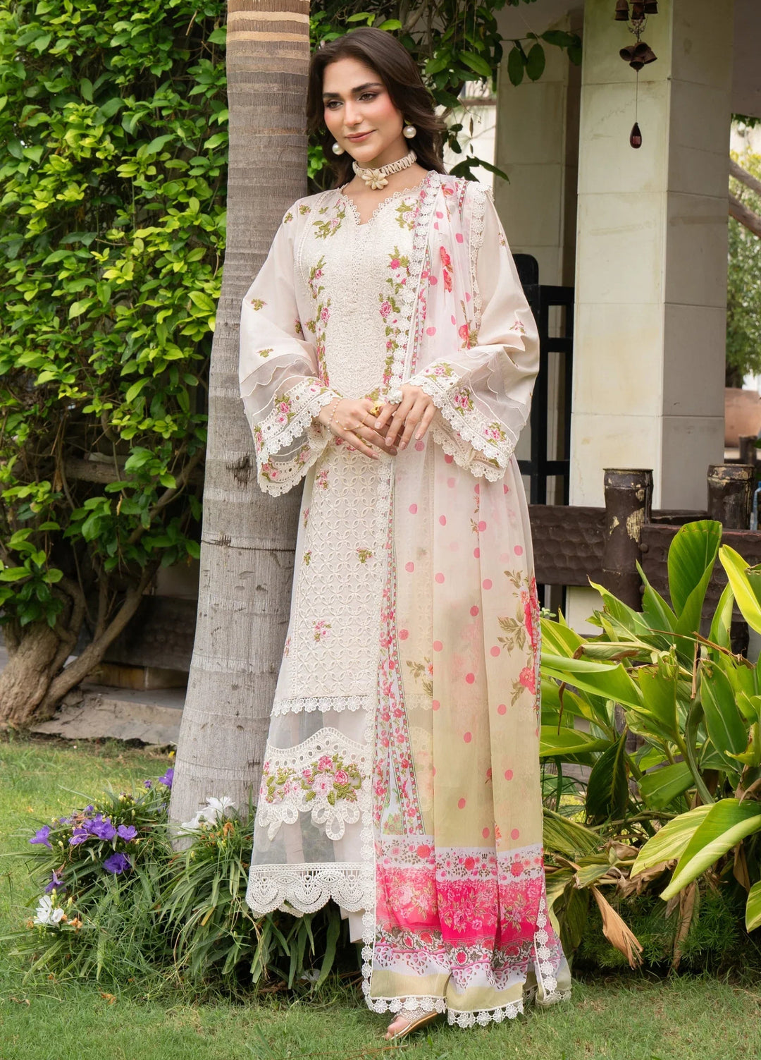 Chandan Nagri RTW Embroidered Lawn 3 Piece Suit Floral-Jade - Casual Collection
