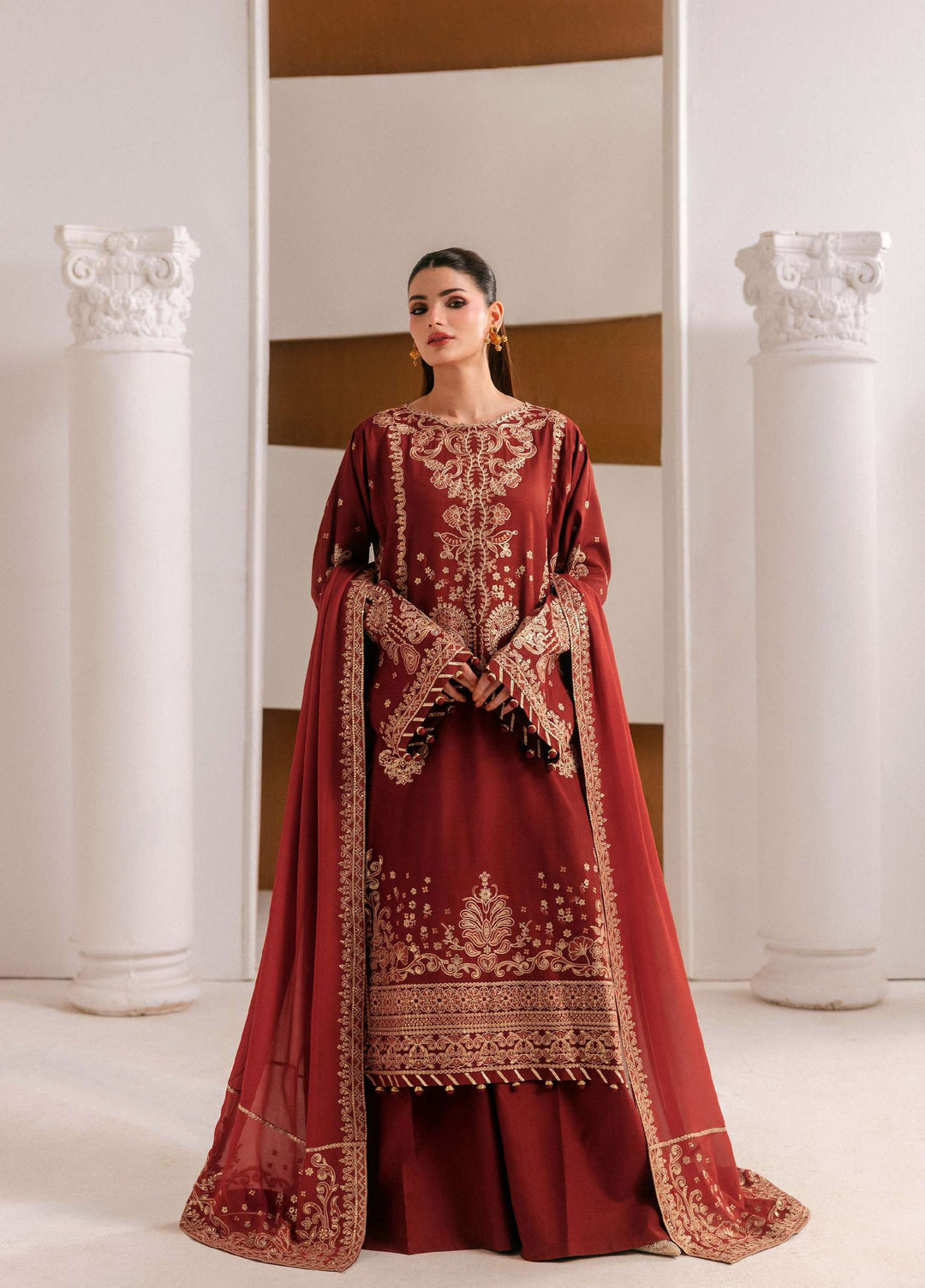 Luxe Silk by Florent Unstitched Embroidered Raw Silk 3 Piece Suit FL26ULS Elise - Festive Collection