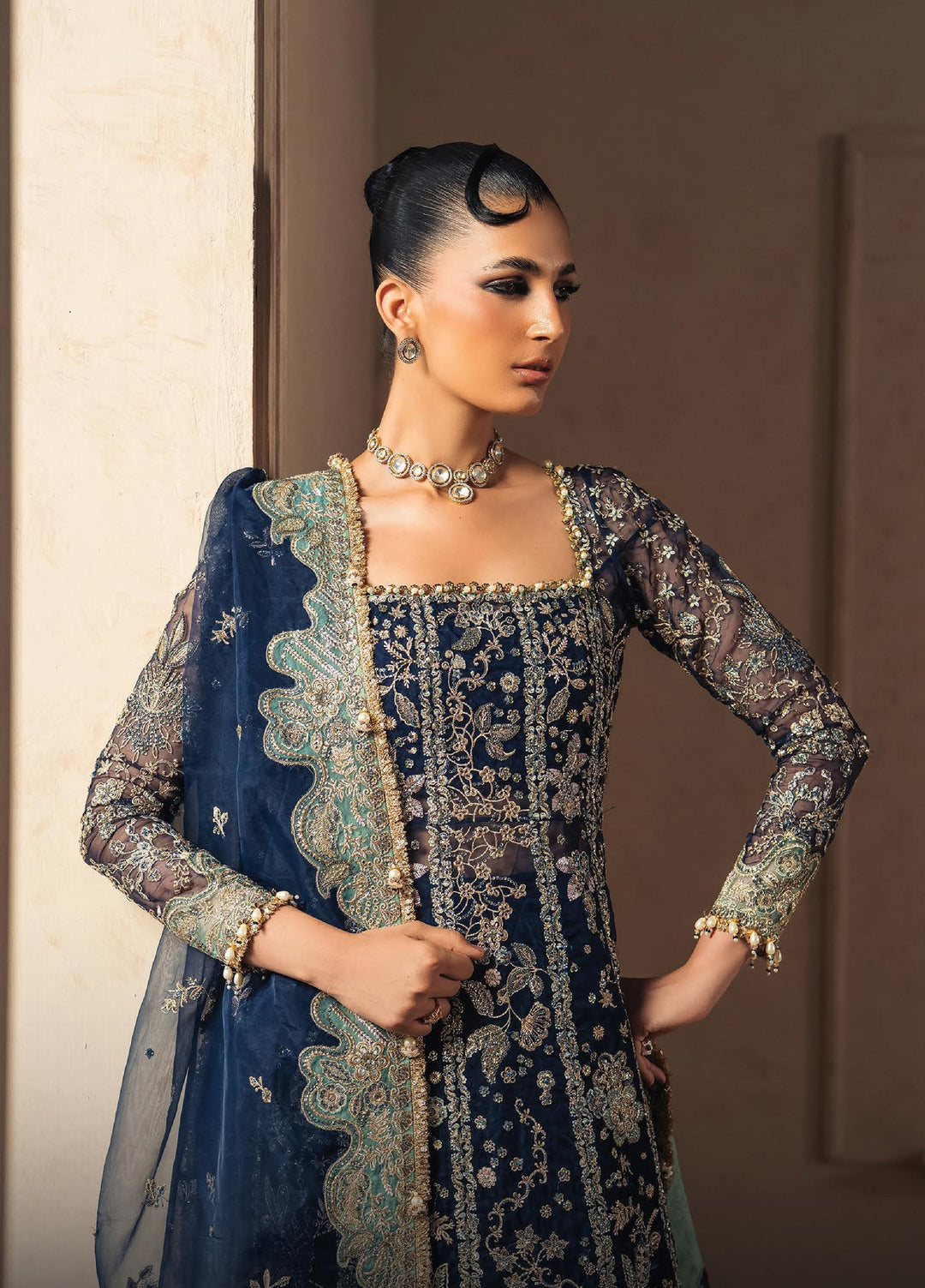 Luminara by Ayzel Unstitched Embroidered Organza 3 Piece Suit AAF26UWL AIRAS AYZ-177 - Wedding Collection