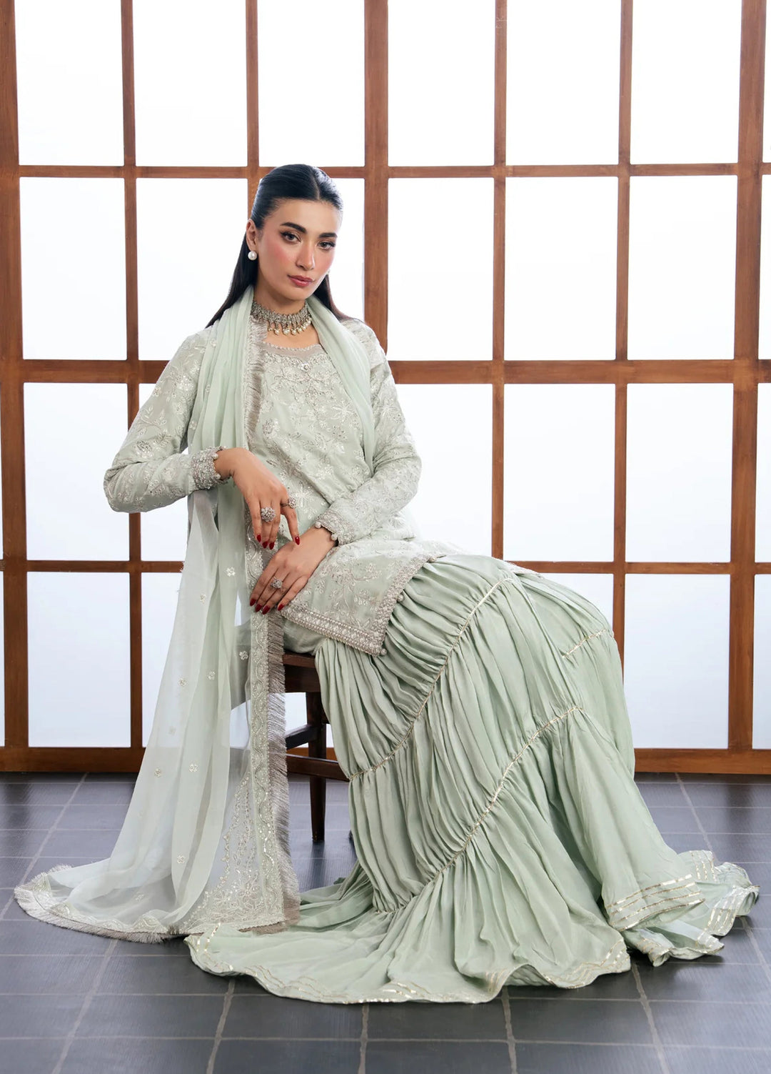 Xenia Formals Unstitched Embroidered Chiffon 3 Piece Suit D-03 Jira - Festive Collection