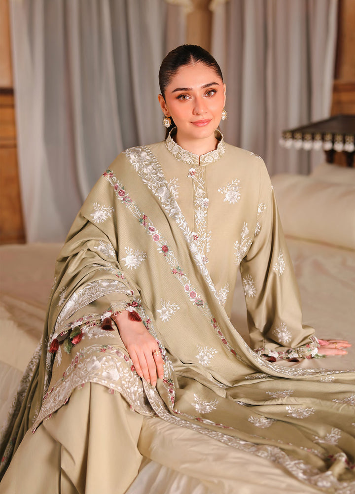 Cross Stitch Unstitched Embroidered Cotton Satin 3 Piece Suit CS26UCS Muted Sage - Casual Collection