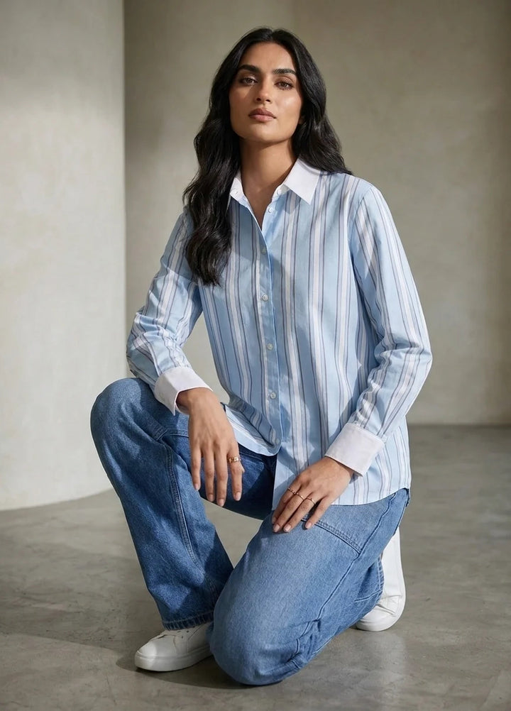 Menaal Women RTW Printed Cotton 1 Piece SKY STRIP - Western Collection