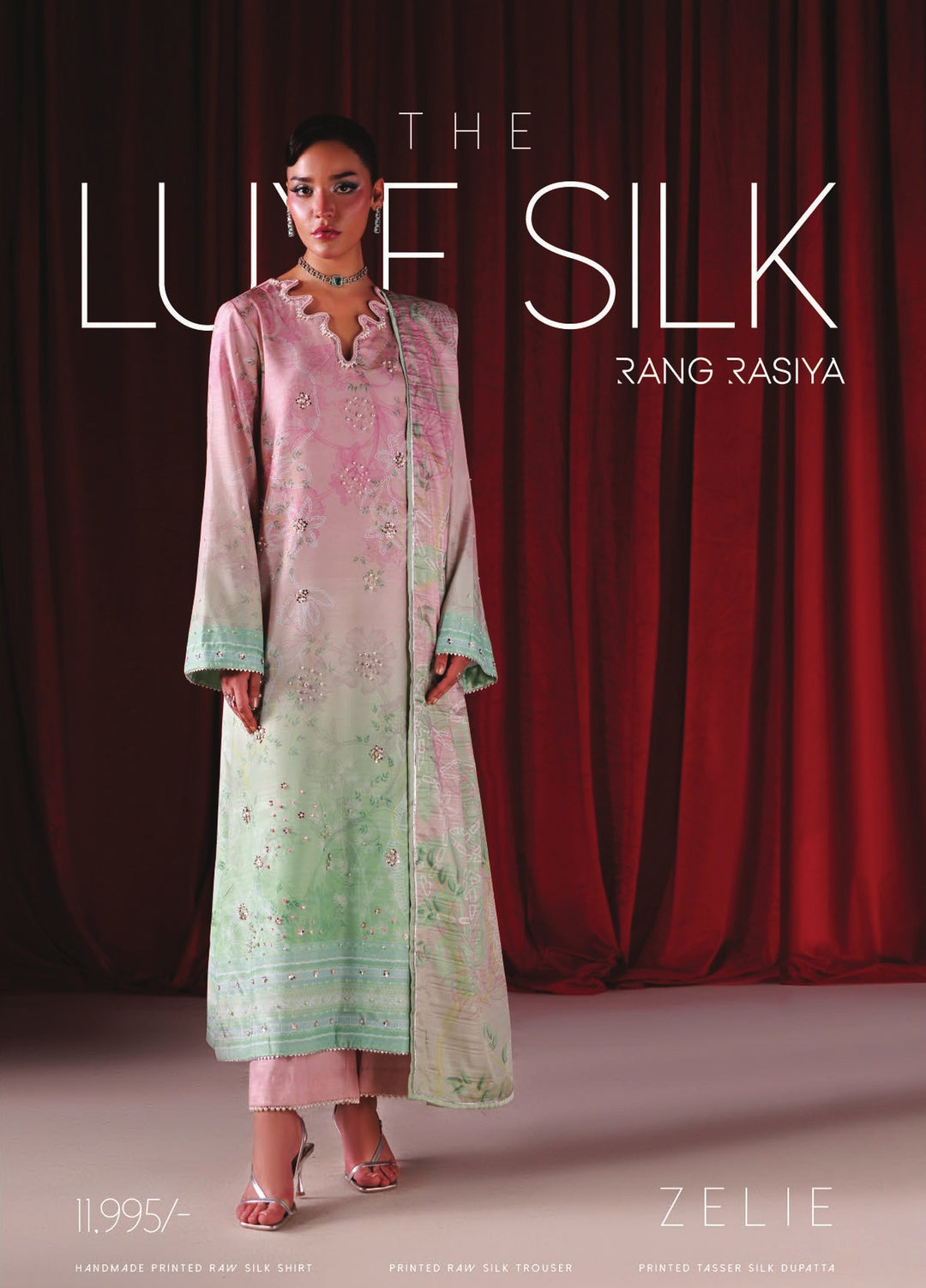 Luxe by Rang Rasiya Unstitched Printed Raw Silk 3 Piece Suit RR26ULS Zelie - Festive Collection