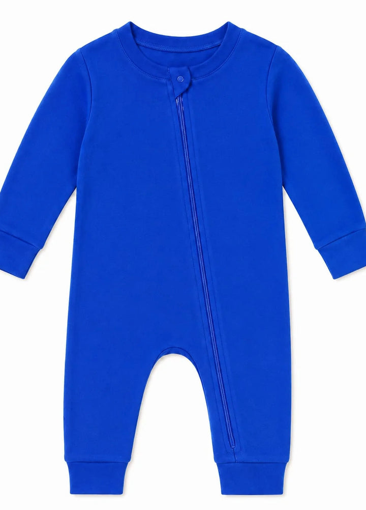 Lambkin Kids RTW Solids Cotton 1 Piece Royal Blue Zipper Romper - Casual Collection