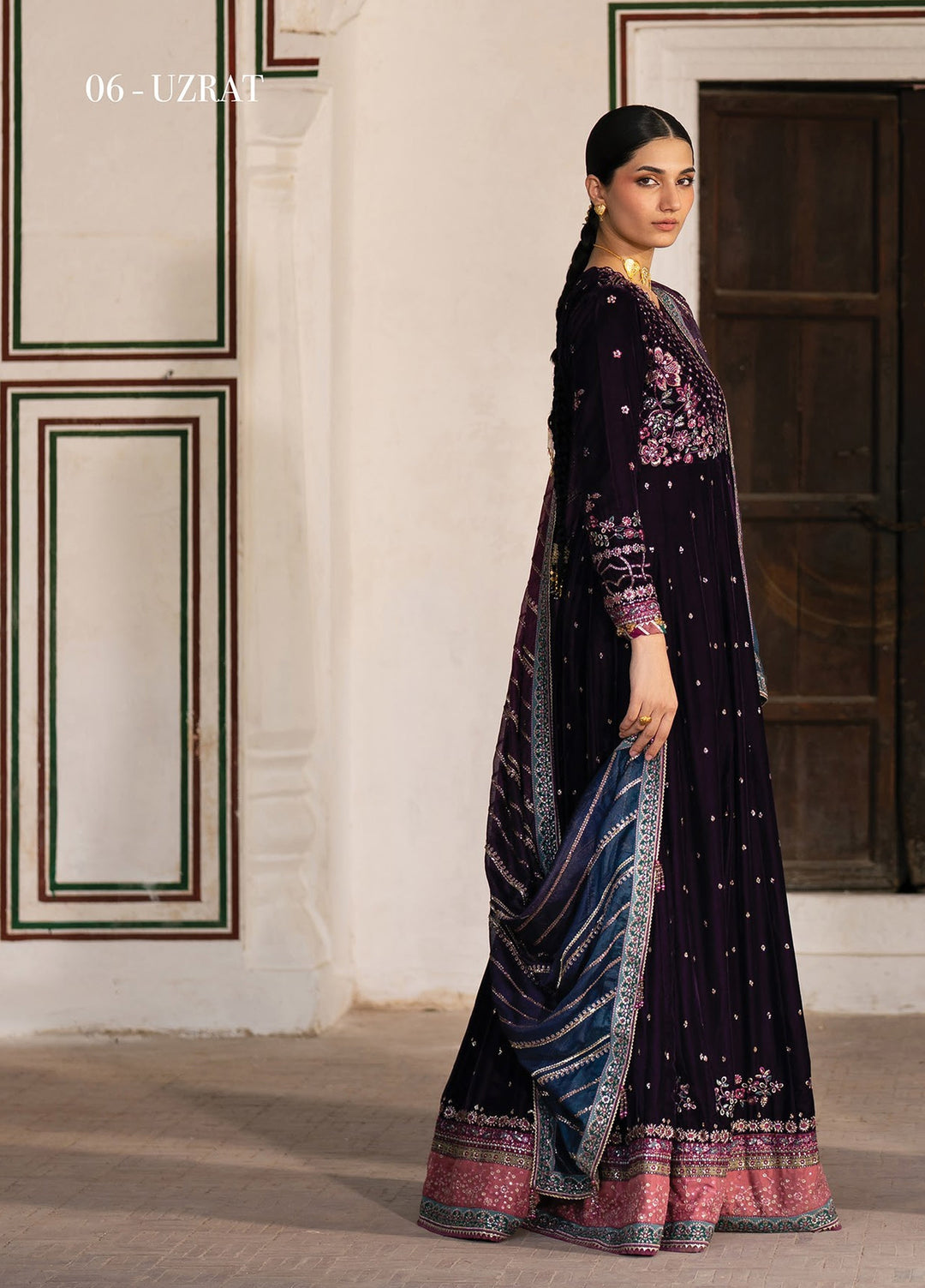 Mor by Xenia Formals Unstitched Embroidered Velvet 3 Piece Suit XE26UMV 06 Uzrat - Festive Collection