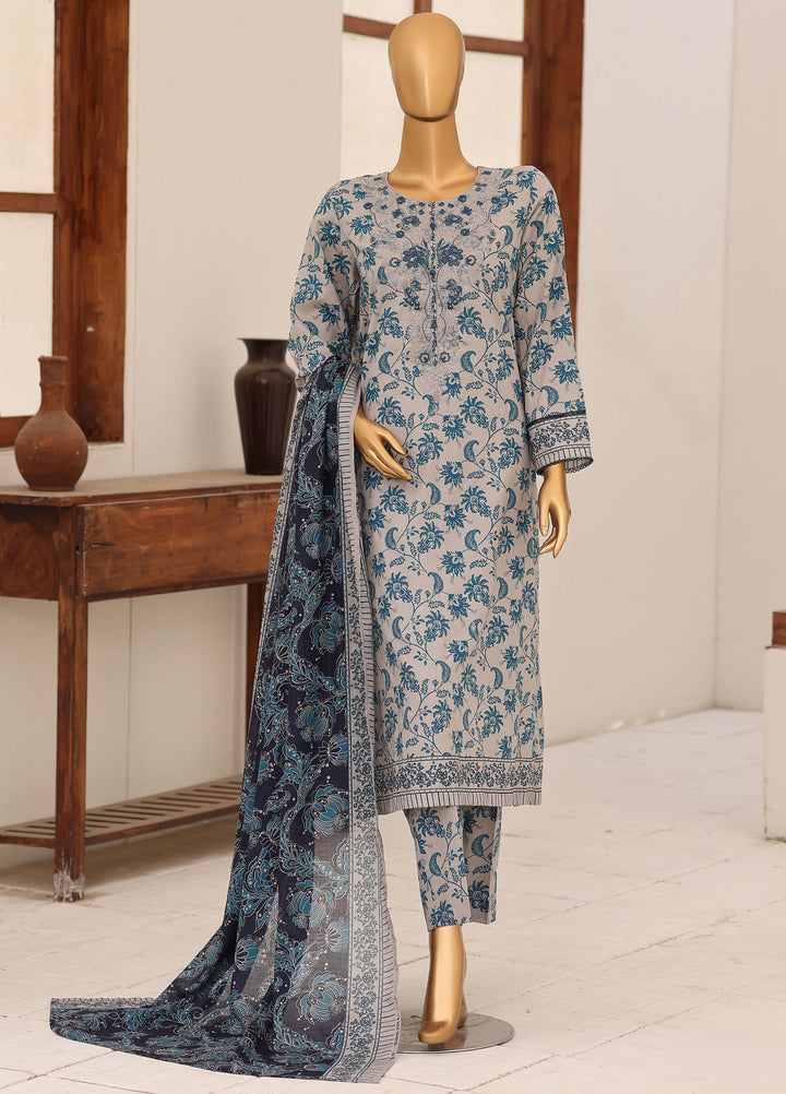 Identic by HZ Textiles Unstitched Embroidered Cotton 3 Piece Suit HZ26UCI PDW 3329-A - Casual Collection