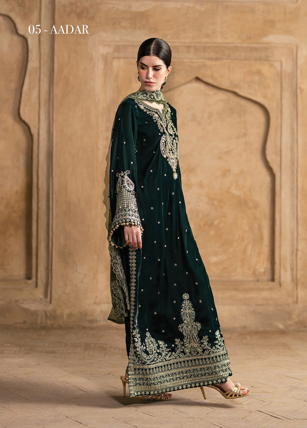 Mor by Xenia Formals Unstitched Embroidered Velvet 3 Piece Suit XE26UMV 05 Aadar - Festive Collection