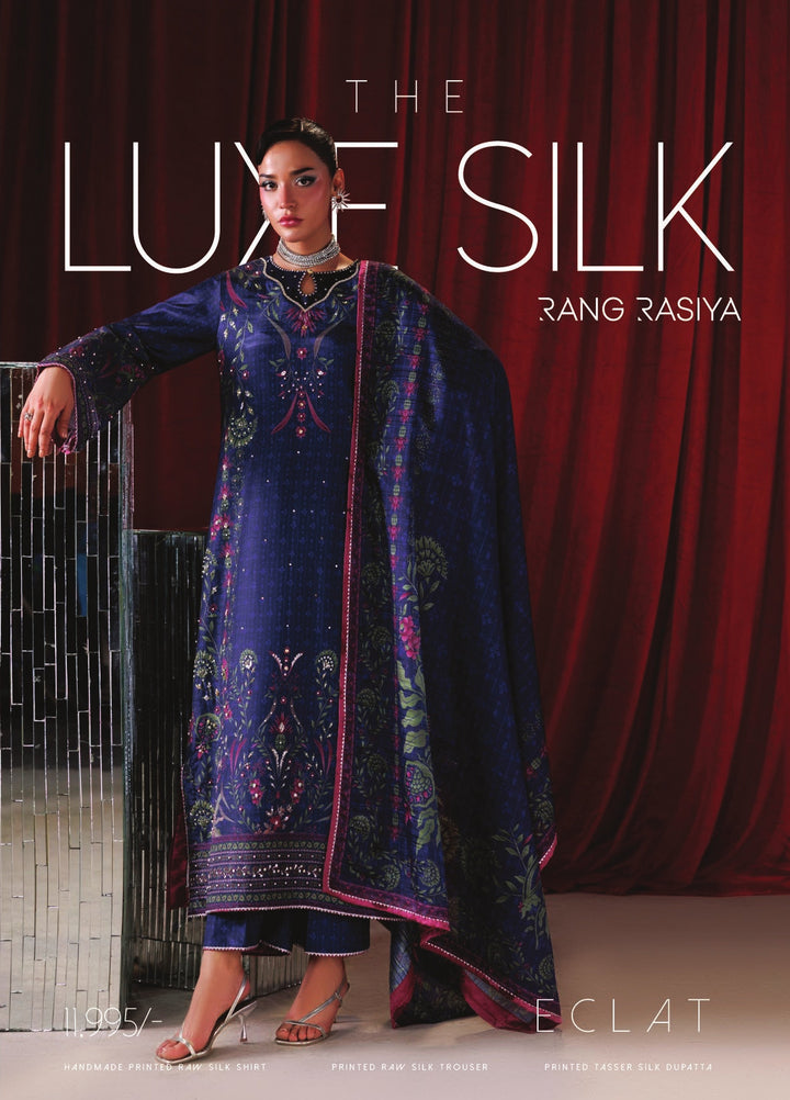 Luxe by Rang Rasiya Unstitched Printed Raw Silk 3 Piece Suit RR26ULS Eclat - Festive Collection