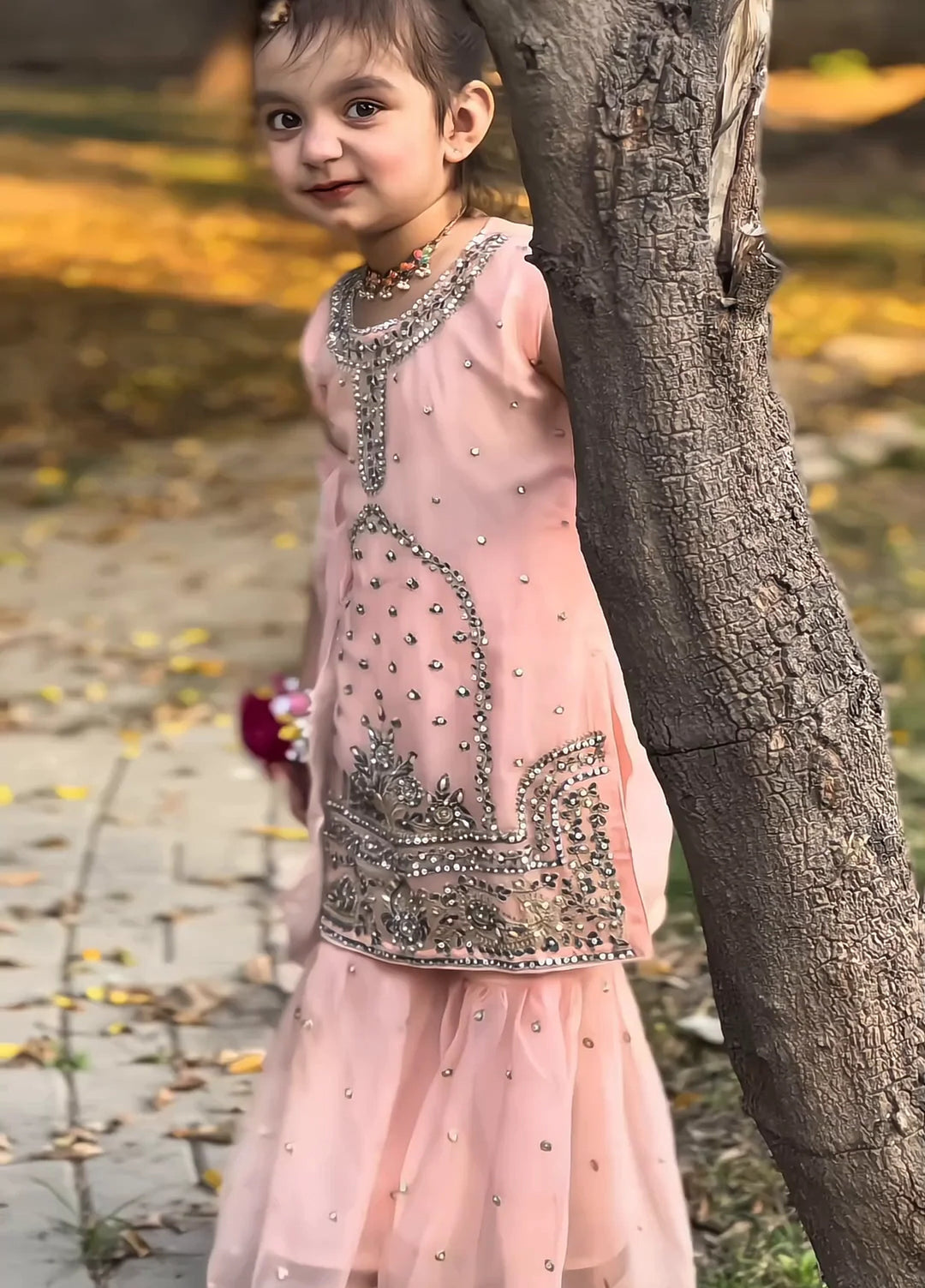 Khanak Girls RTW Embroidered Raw Silk 3 Piece Suit KG-12 - Festive Collection