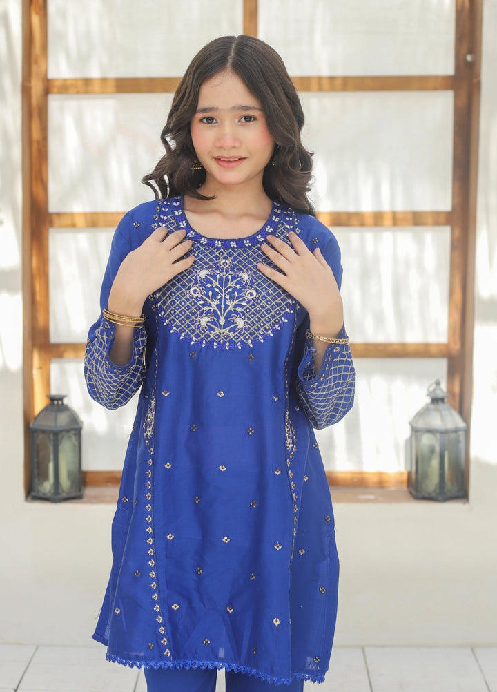 Khanak Girls RTW Embroidered Cotton 2 Piece Suit KST-141 - Casual Collection