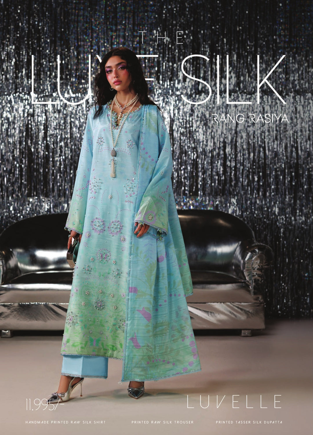 Luxe by Rang Rasiya Unstitched Printed Raw Silk 3 Piece Suit RR26ULS Luvelle - Festive Collection