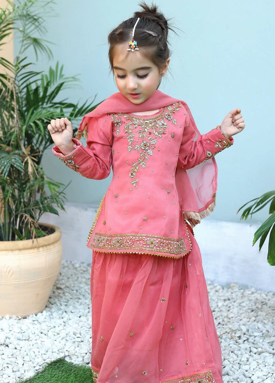 Khanak Girls RTW Embroidered Chiffon 3 Piece Suit KL-8 - Festive Collection