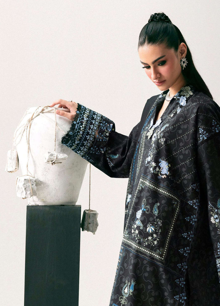 Q prints by Qalamkar Unstitched Embroidered Slub Linen 3 Piece Suit QLK26ULQ Luna QPW-05A - Winter Collection